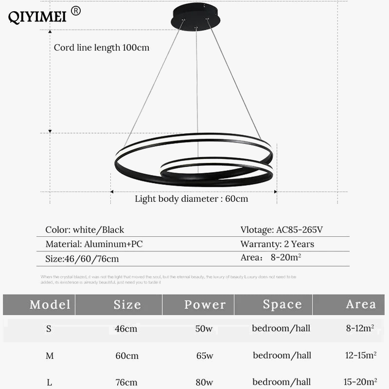 Lampes Suspendues Modernes LED en Aluminium Premium