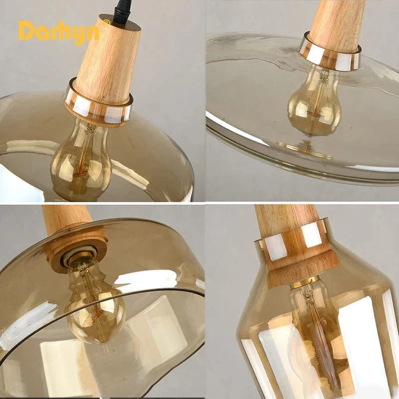 Lampes Suspendues Nordic Industrial en Bois et Verre | Marco Lucetti