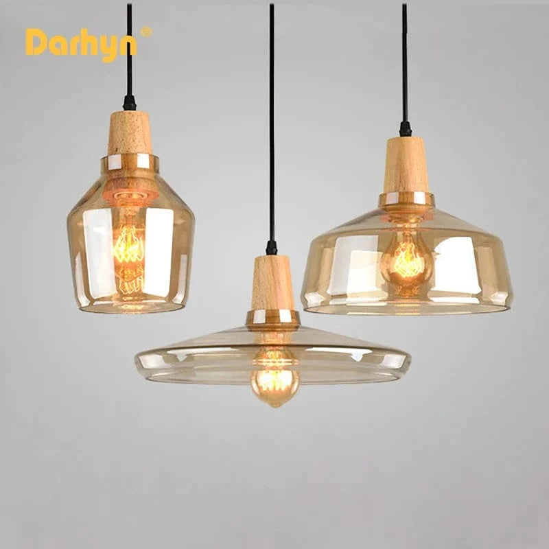 Lampes Suspendues Nordic Industrial en Bois et Verre | Marco Lucetti