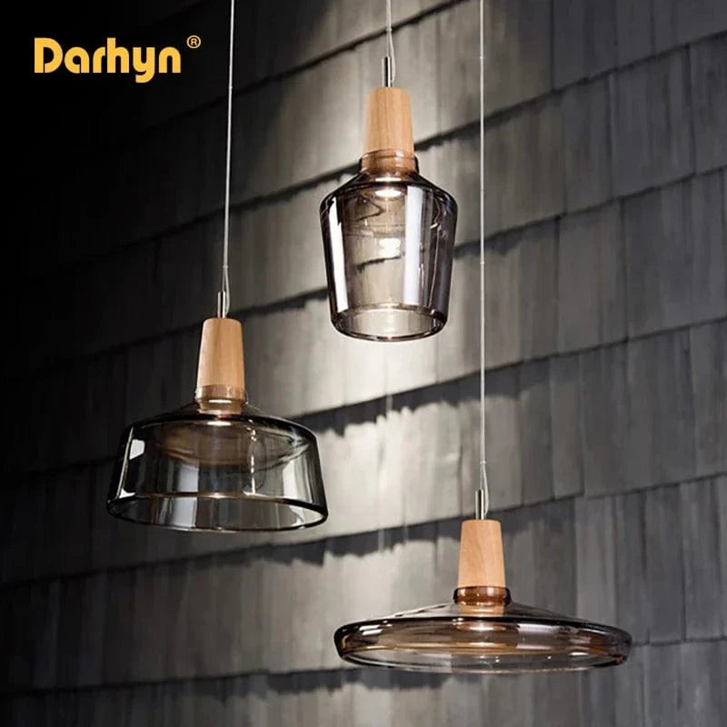 Lampes Suspendues Nordic Industrial en Bois et Verre | Marco Lucetti