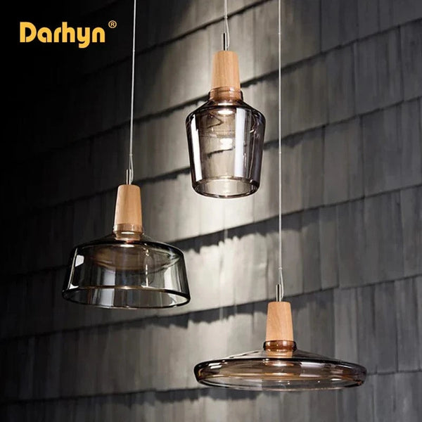 Lampes Suspendues Nordic Industrial en Bois et Verre | Marco Lucetti