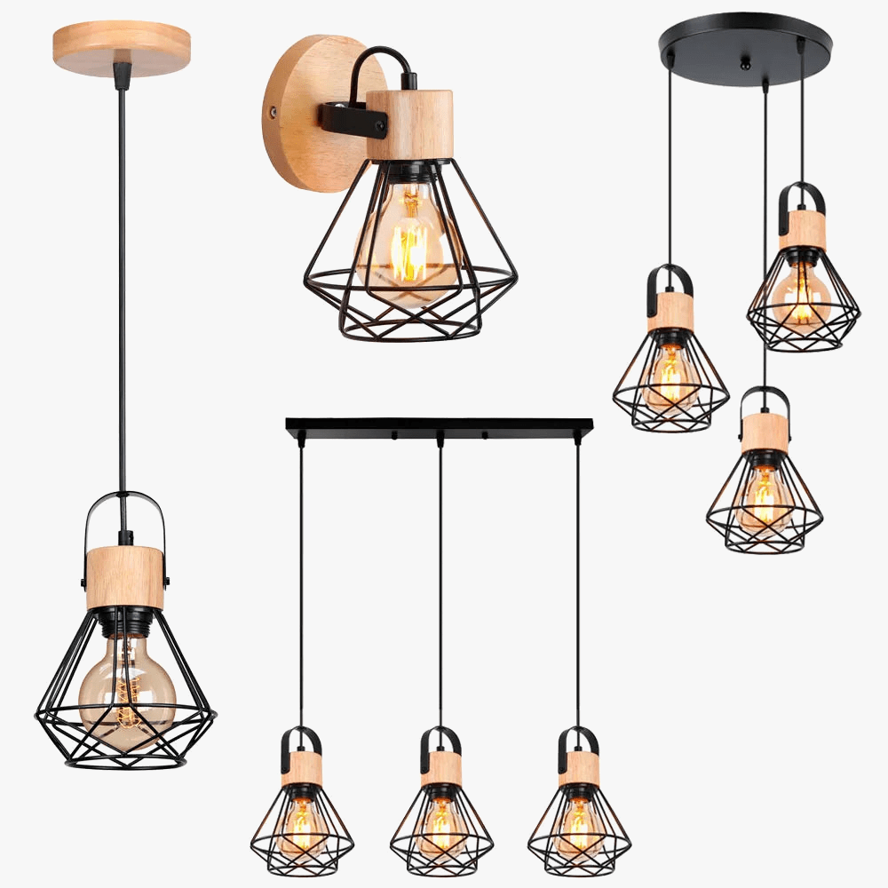 Lampes suspendues nordiques en bois massif pour intérieur design hôtel café bar | Marco Lucetti