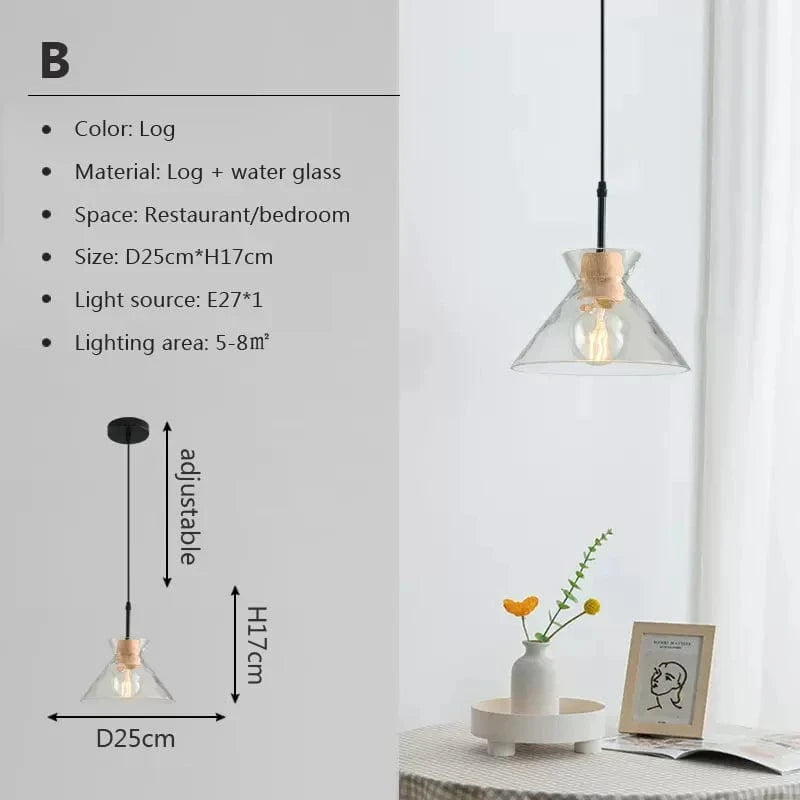 Lampes suspendues nordiques en verre et bois LED - Collection Élégance Nature | Marco Lucetti B / Lumière tricolore