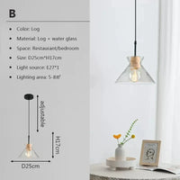 Lampes suspendues nordiques en verre et bois LED - Collection Élégance Nature | Marco Lucetti B / Lumière tricolore