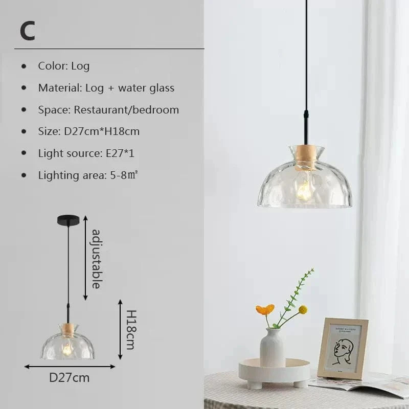 Lampes suspendues nordiques en verre et bois LED - Collection Élégance Nature | Marco Lucetti C / Blanc froid