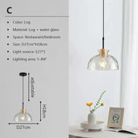 Lampes suspendues nordiques en verre et bois LED - Collection Élégance Nature | Marco Lucetti C / Blanc froid