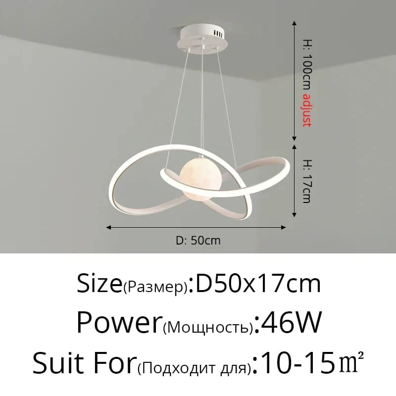 Lampes Suspendues Nordiques Loft avec Ampoules Lune LED | Marco Lucetti A Blanc D50cm / 3 couleurs sans télécommande