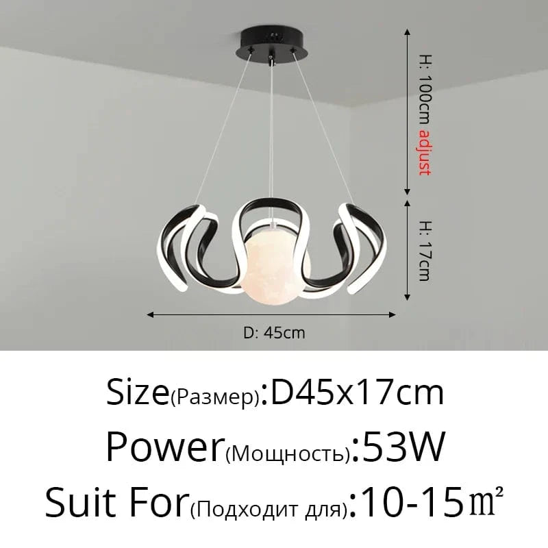 Lampes Suspendues Nordiques Loft avec Ampoules Lune LED | Marco Lucetti B Noir 45cm / 3 couleurs sans télécommande