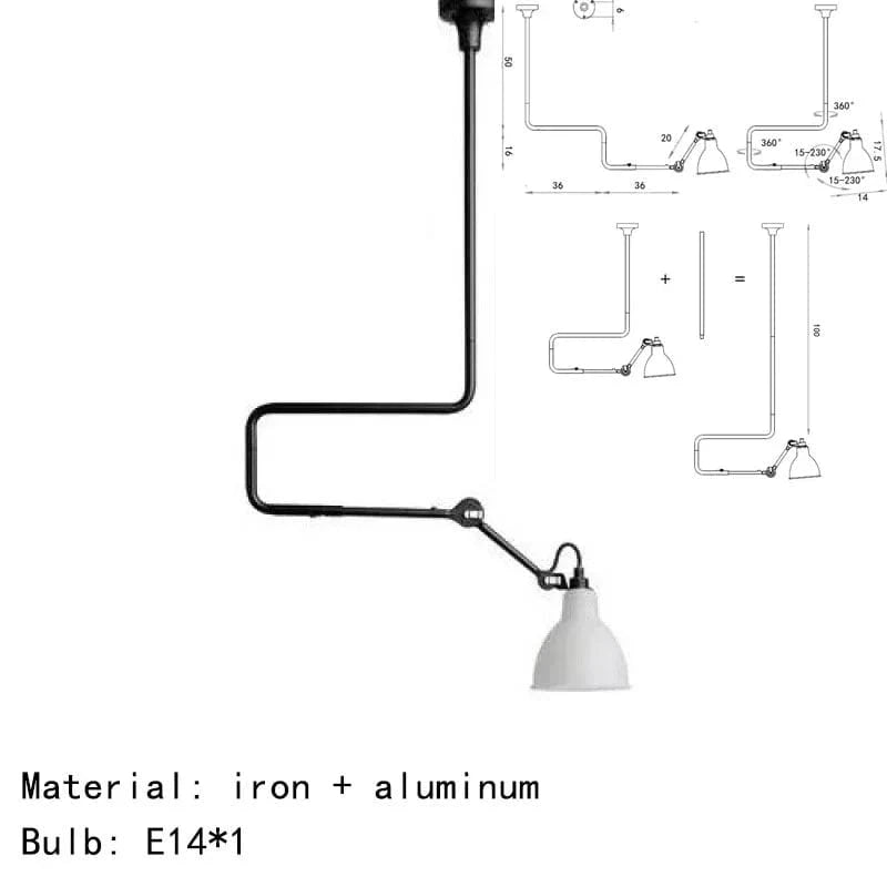 Lampes suspendues rotatives style américain en métal pour une lecture optimale | Marco Lucetti Grand-Blanc / Lumière naturelle