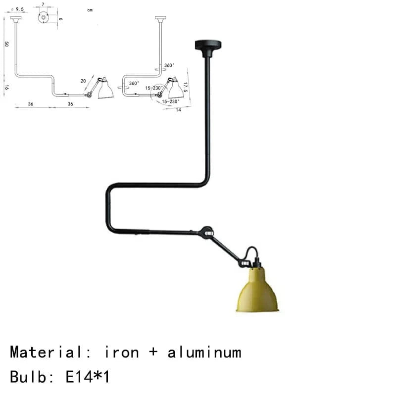 Lampes suspendues rotatives style américain en métal pour une lecture optimale | Marco Lucetti Petit-Jaune / Lumière naturelle