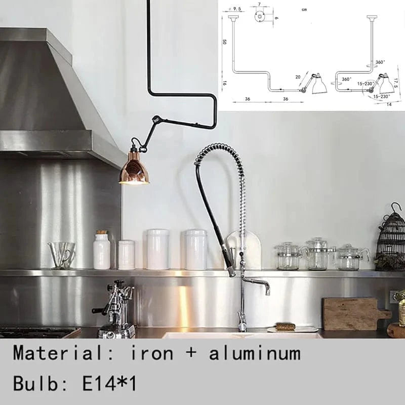 Lampes suspendues rotatives style américain en métal pour une lecture optimale | Marco Lucetti Petit-Or rose / Lumière naturelle