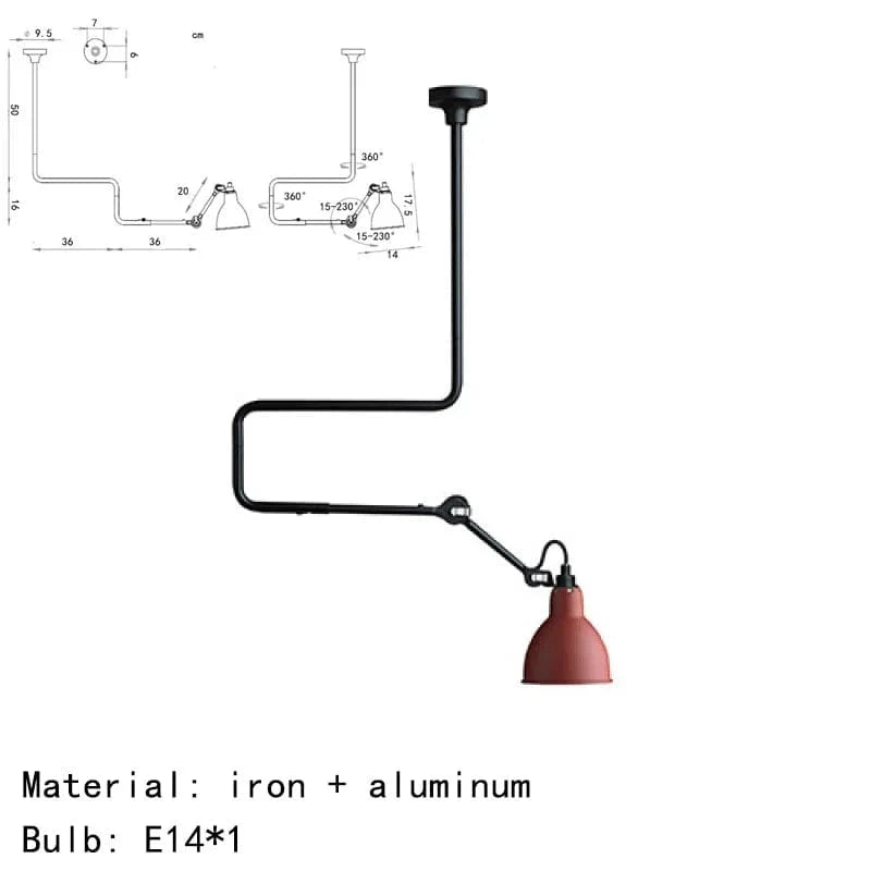 Lampes suspendues rotatives style américain en métal pour une lecture optimale | Marco Lucetti Petit-Rouge / Lumière naturelle
