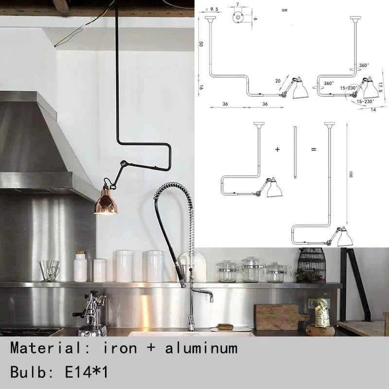 Lampes Suspendues Rotatives Style Américain Métal - Parfaites pour la Lecture | Marco Lucetti Grand-Or rose / Lumière naturelle