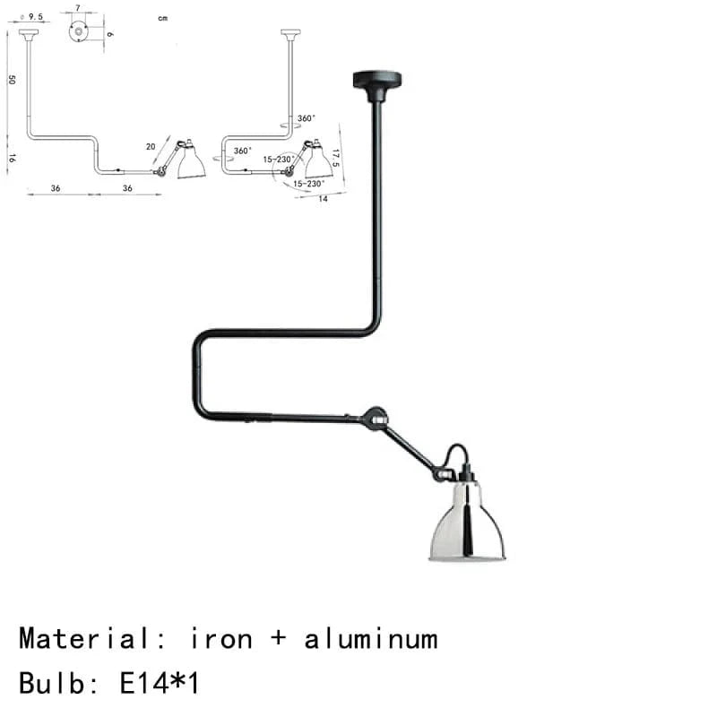 Lampes Suspendues Rotatives Style Américain Métal - Parfaites pour la Lecture | Marco Lucetti Petit-Chrome / Lumière naturelle