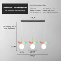 Lampurant LED - Boule de Verre Nordique Suspension Lustre Lampe créative pour Salon, Chambre d'Enfants et Intérieur | Marco Lucetti C-plaques longues noires / Chine