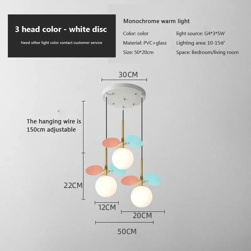 Lampurant LED - Boule de Verre Nordique Suspension Lustre Lampe créative pour Salon, Chambre d'Enfants et Intérieur | Marco Lucetti Disque D-blanc / Chine