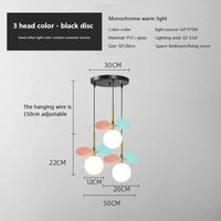 Lampurant LED - Boule de Verre Nordique Suspension Lustre Lampe créative pour Salon, Chambre d'Enfants et Intérieur | Marco Lucetti Disque D-noir / Chine