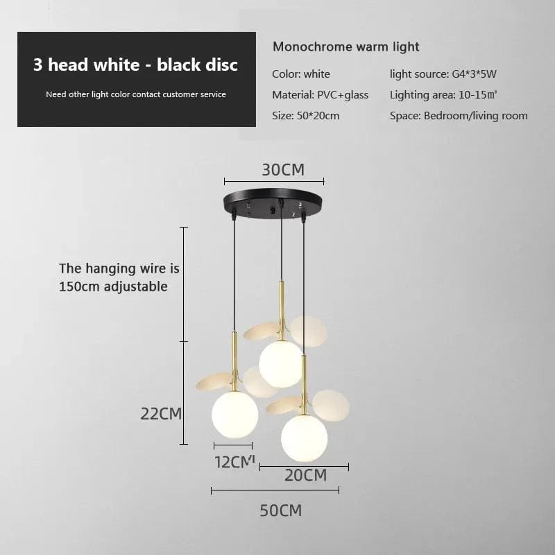 Lampurant LED - Boule de Verre Nordique Suspension Lustre Lampe créative pour Salon, Chambre d'Enfants et Intérieur | Marco Lucetti Disque F-noir / Chine