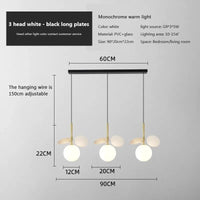 Lampurant LED - Boule de Verre Nordique Suspension Lustre Lampe créative pour Salon, Chambre d'Enfants et Intérieur | Marco Lucetti Plaques longues B-noires / Chine