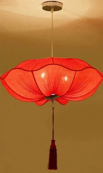 Lanterne chinoise en tissu suspendue, artisanale. | Marco Lucetti Rouge / Diamètre 40cm / Blanc froid