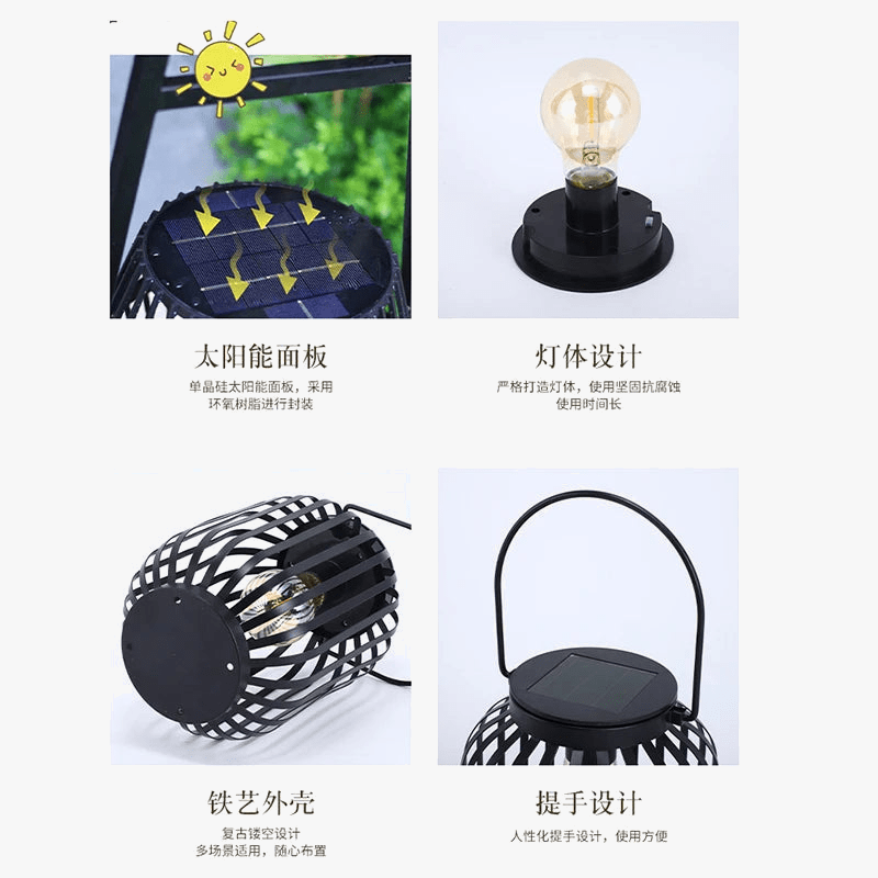 Lanterne solaire a LED pour jardin : Éclairage extérieur étanche et portable | Marco Lucetti S