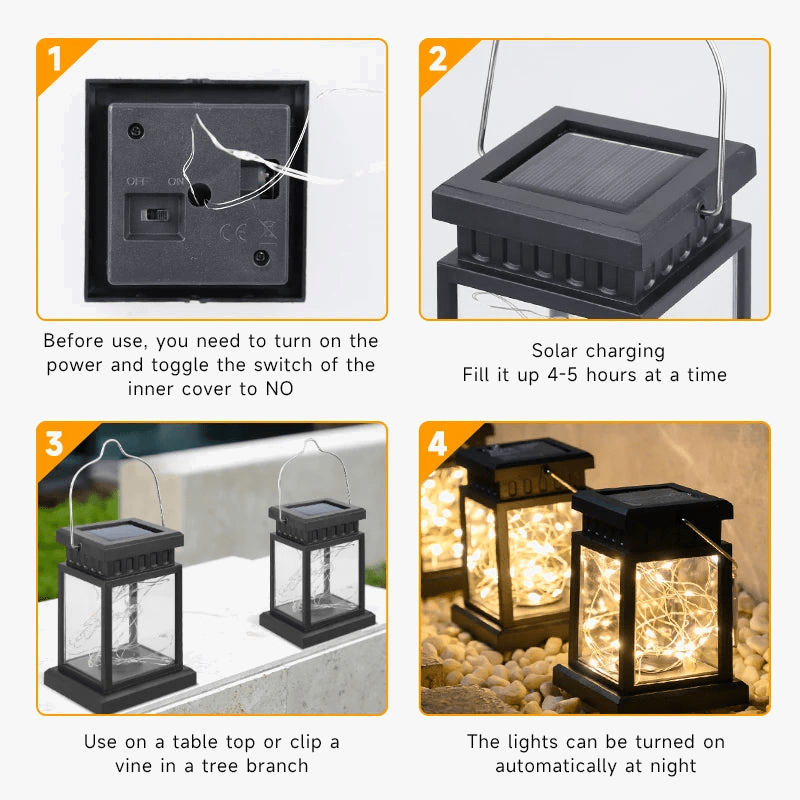 Lanterne solaire d'extérieur suspendue à LED - Éclairez votre jardin avec style | Marco Lucetti
