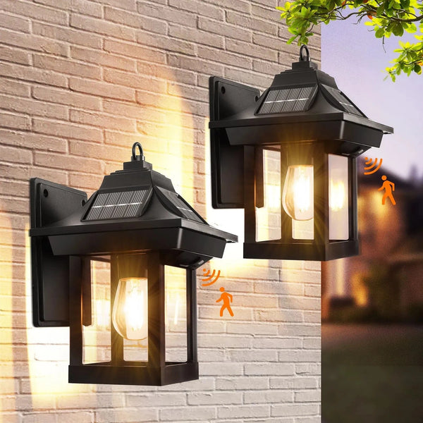 Lanterne solaire LED murale avec détection de mouvement (lot de 2) | Marco Lucetti