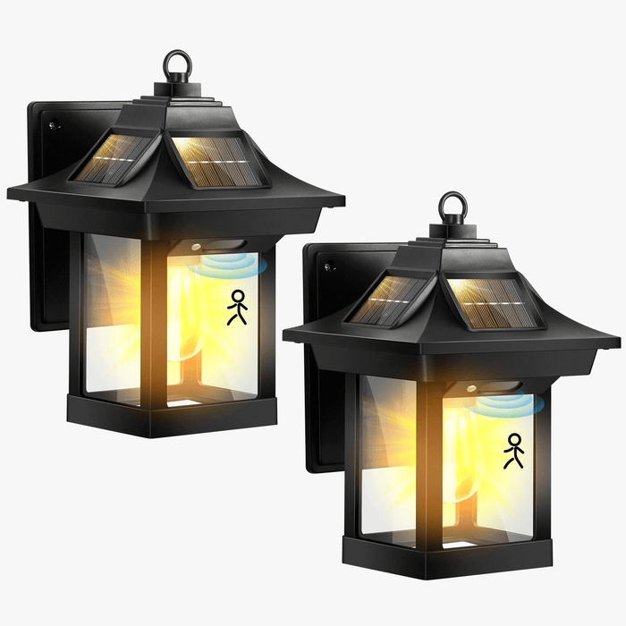 Lanterne solaire LED murale avec détection de mouvement (lot de 2) | Marco Lucetti