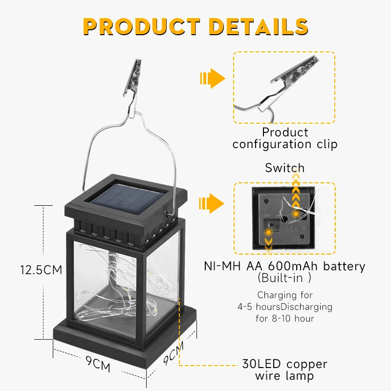 Lanterne solaire LED portable et étanche pour extérieur et festival - GlowTech™ | Marco Lucetti