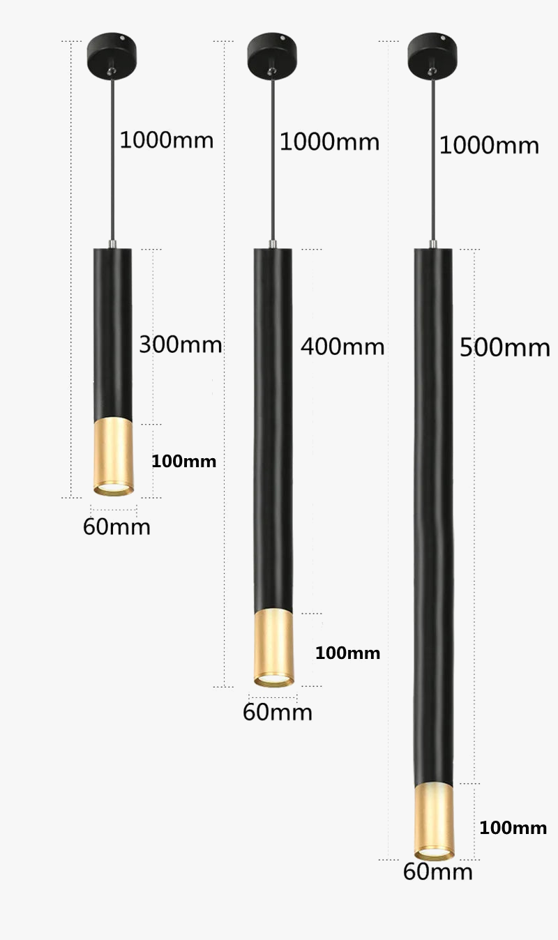 Lampe Suspension Nordique LED Longue Tube Dimmable - Décoration Cylindre Tuyau - Éclairage Cuisine et Salon
