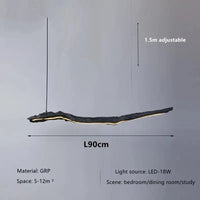 LED bandes lumineuses noires Wabi-sabi : Lampes suspendues pour restaurant, bureau, chambre, café et salle d'exposition | Marco Lucetti L90cm / Lumière froide 6000K