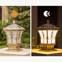 Lampe Solaire pour Pilier de Clôture Carré Vintage avec Télécommande