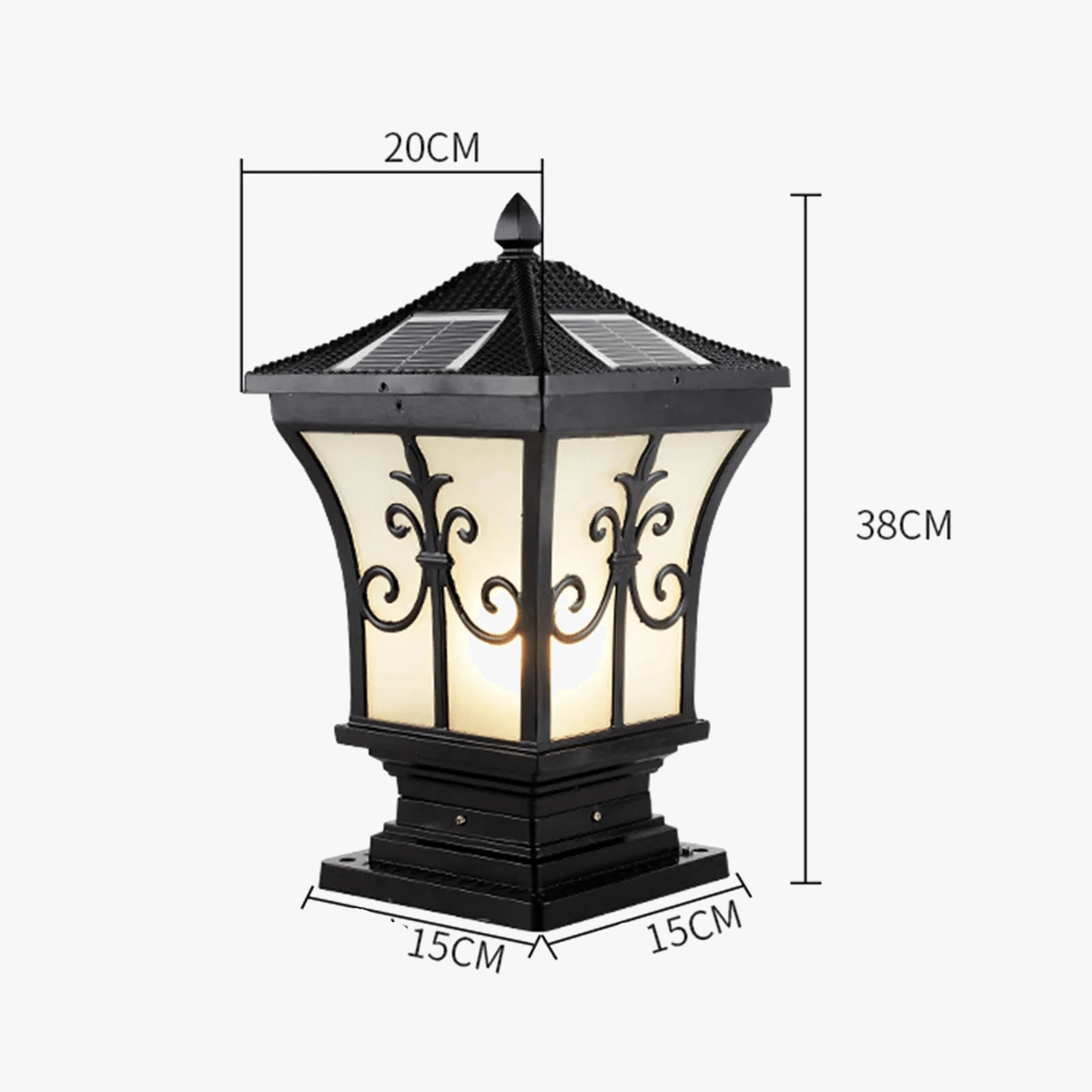 Lampe Solaire pour Pilier de Clôture Carré Vintage avec Télécommande