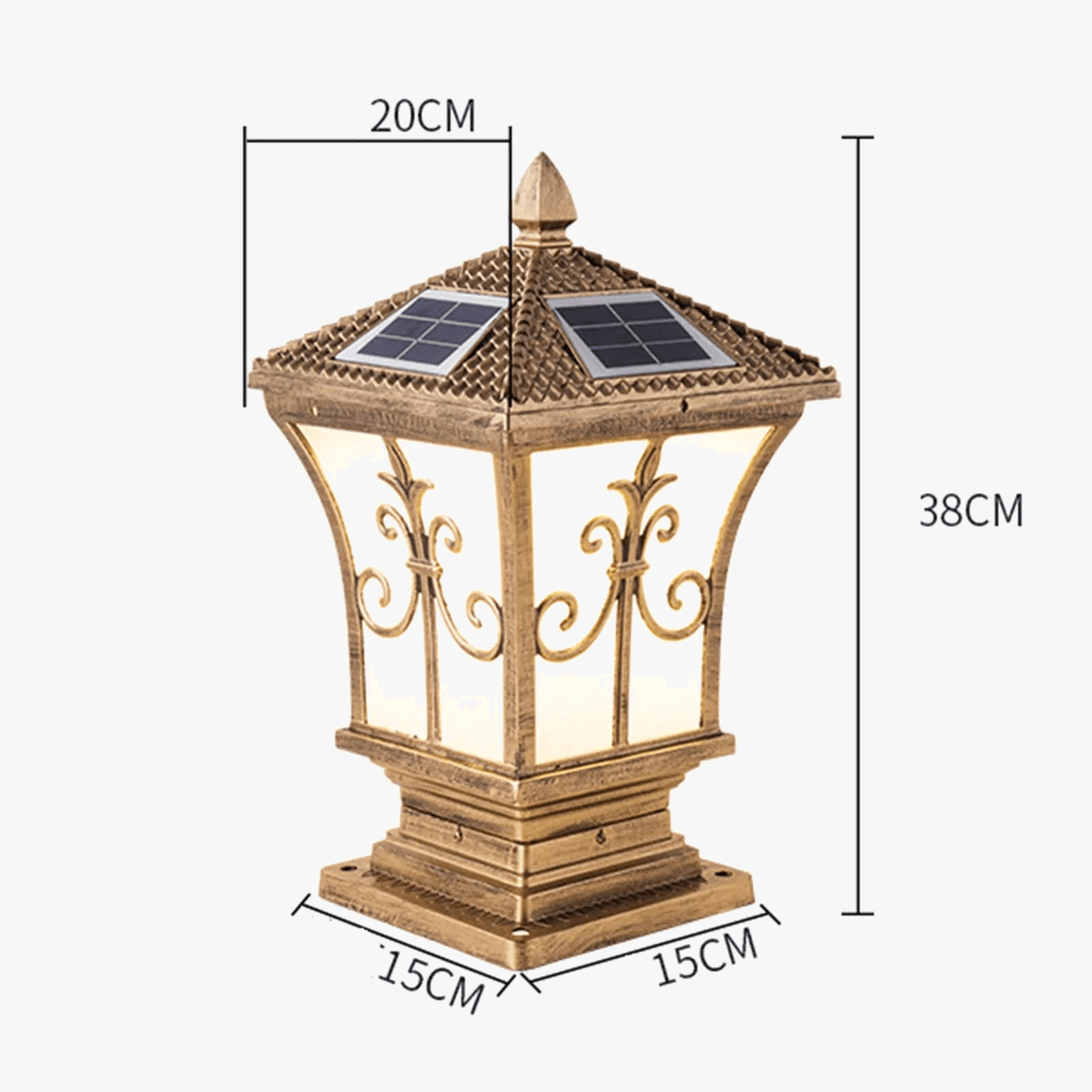Lampe Solaire pour Pilier de Clôture Carré Vintage avec Télécommande