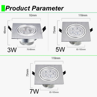 Spot LED carré encastré Dimmable 3W 5W 7W - Éclairage vers le bas - 110V 220V