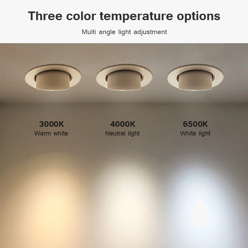 Spot LED Downlight Dimmable 360° - Rotation à Angle ajustable - Plafond encastré 7W 10W 20W AC 110V/220V - Idéal pour Chambre et Couloir