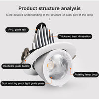 Spot LED Downlight Dimmable 360° - Rotation à Angle ajustable - Plafond encastré 7W 10W 20W AC 110V/220V - Idéal pour Chambre et Couloir