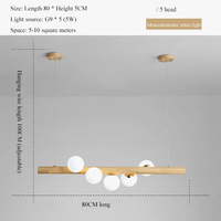 LED longue suspension en bois lumières boule de verre luxueuse Art Design  | Marco Lucetti
