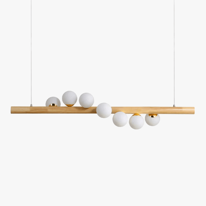 LED longue suspension en bois lumières boule de verre luxueuse Art Design  | Marco Lucetti