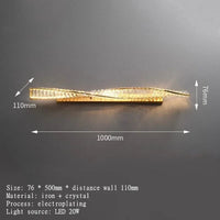 LED Lumière de Luxe Nordique Cristal pour Applique Murale Postmoderne Chic | Marco Lucetti Or / Lumière 3 couleurs