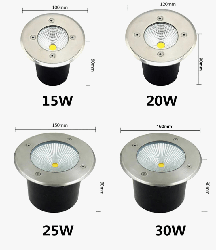 LED lumière souterraine 5W 10W 15W 20W 30W - Éclairage extérieur étanche pour jardin et chemin - Spot paysage IP67 220V DC12V | Marco Lucetti
