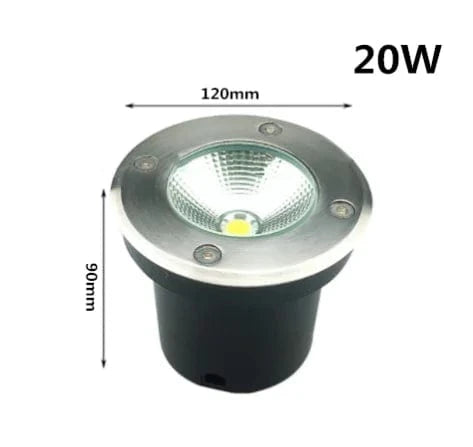 LED lumière souterraine 5W 10W 15W 20W 30W - Éclairage extérieur étanche pour jardin et chemin - Spot paysage IP67 220V DC12V | Marco Lucetti 20w / Blanc chaud 220v