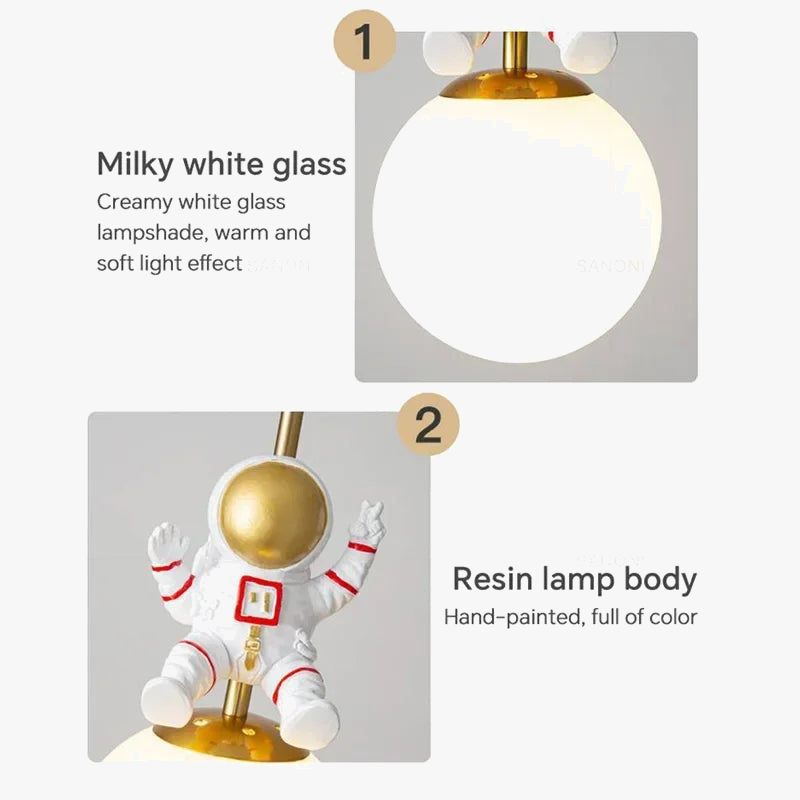 Veilleuse lunaire LED astronautique pour chambre d'enfant - Design moderne