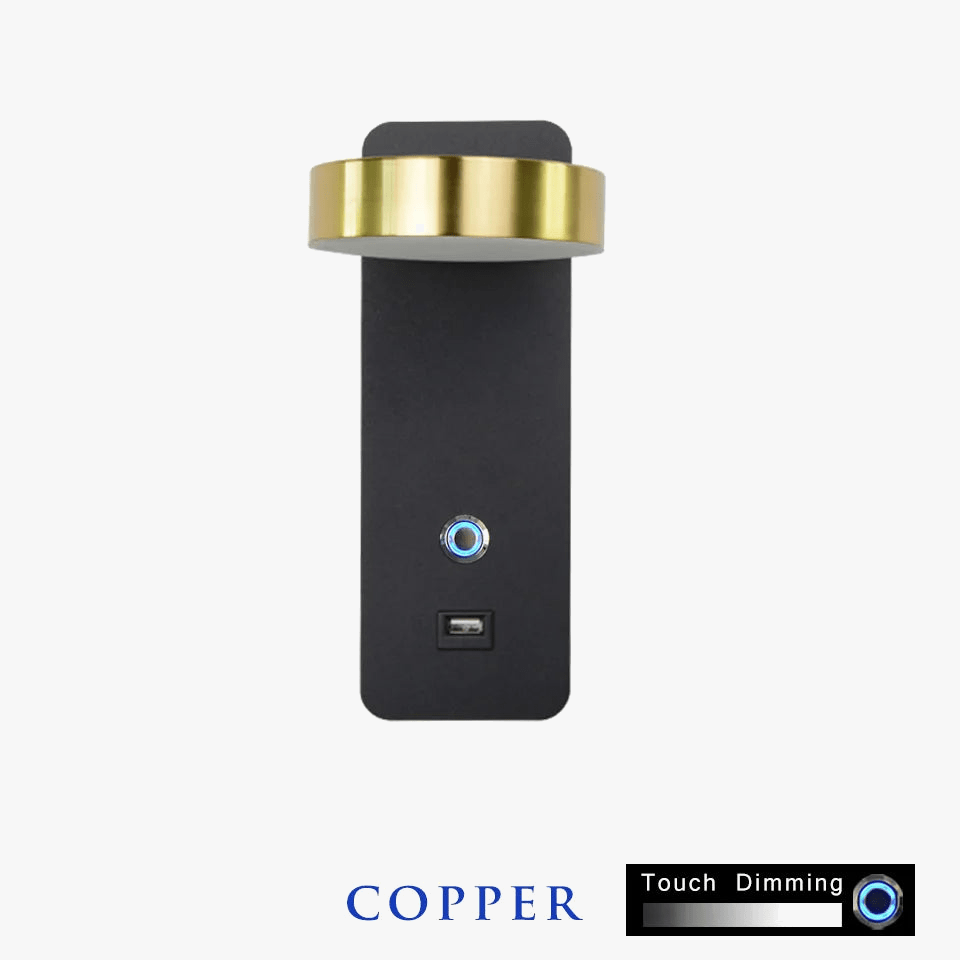 LITU - Applique Murale d'Intérieur Moderne en Aluminium avec Interface Tactile pour Gradation, USB LED pour Salon, Chevet et Couloir - Décoratif | Marco Lucetti