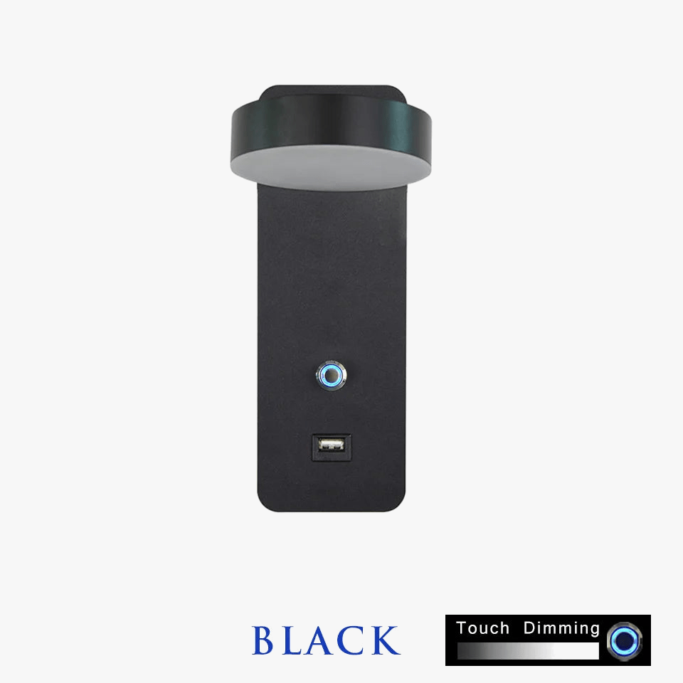 LITU - Applique Murale d'Intérieur Moderne en Aluminium avec Interface Tactile pour Gradation, USB LED pour Salon, Chevet et Couloir - Décoratif | Marco Lucetti