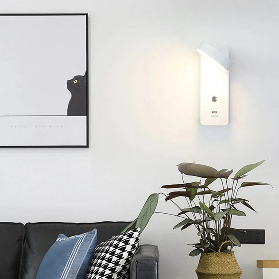 LITU - Applique Murale d'Intérieur Moderne en Aluminium avec Interface Tactile pour Gradation, USB LED pour Salon, Chevet et Couloir - Décoratif | Marco Lucetti