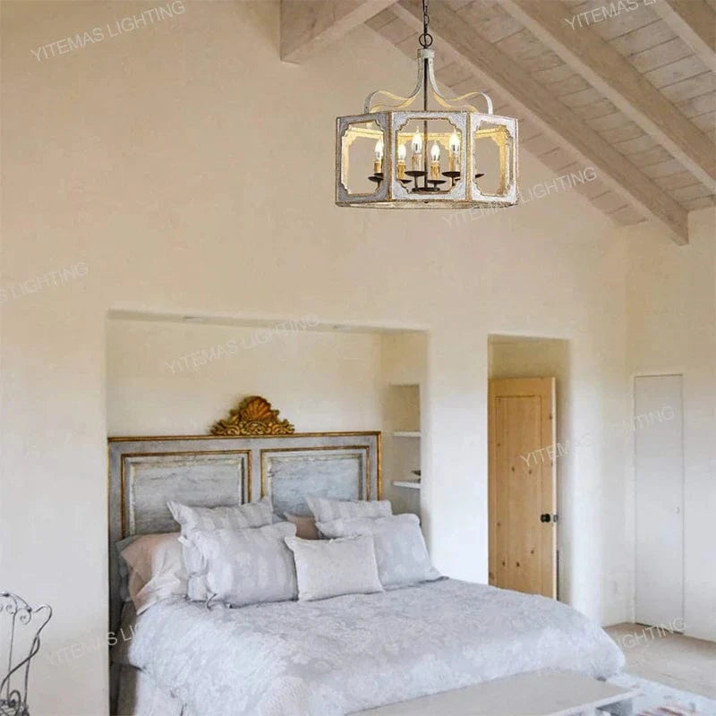 Loft Vintage Wood Lustre: Suspension Luminaire Gris pour Chambre, Salon & Cuisine | Marco Lucetti