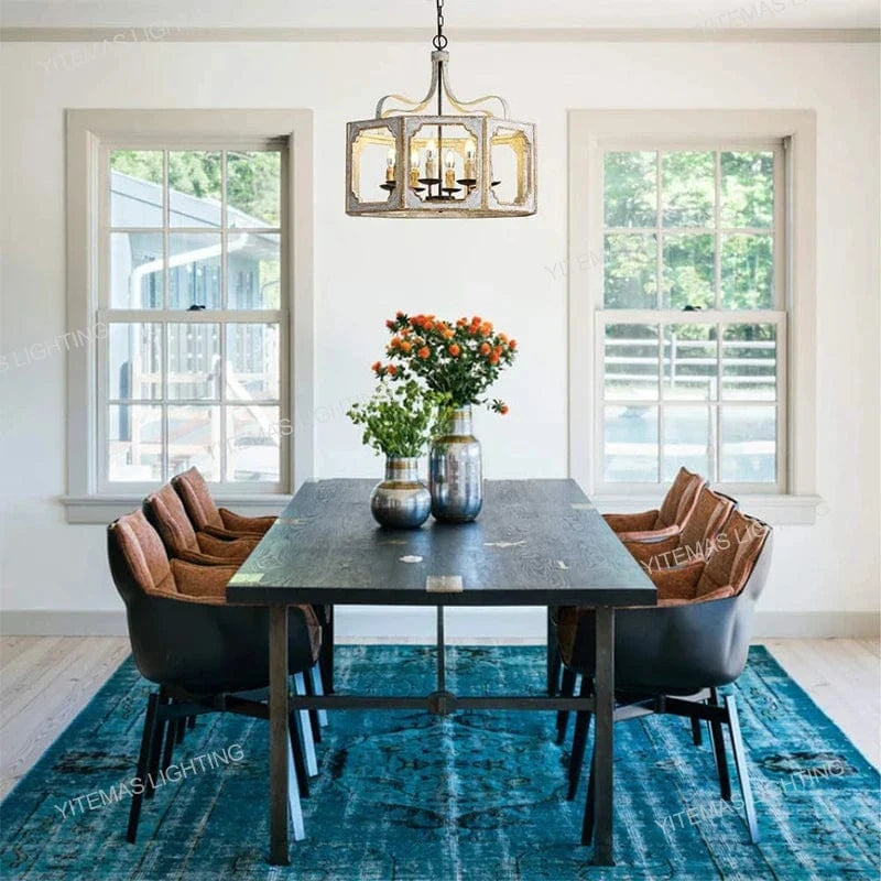 Loft Vintage Wood Lustre: Suspension Luminaire Gris pour Chambre, Salon & Cuisine | Marco Lucetti