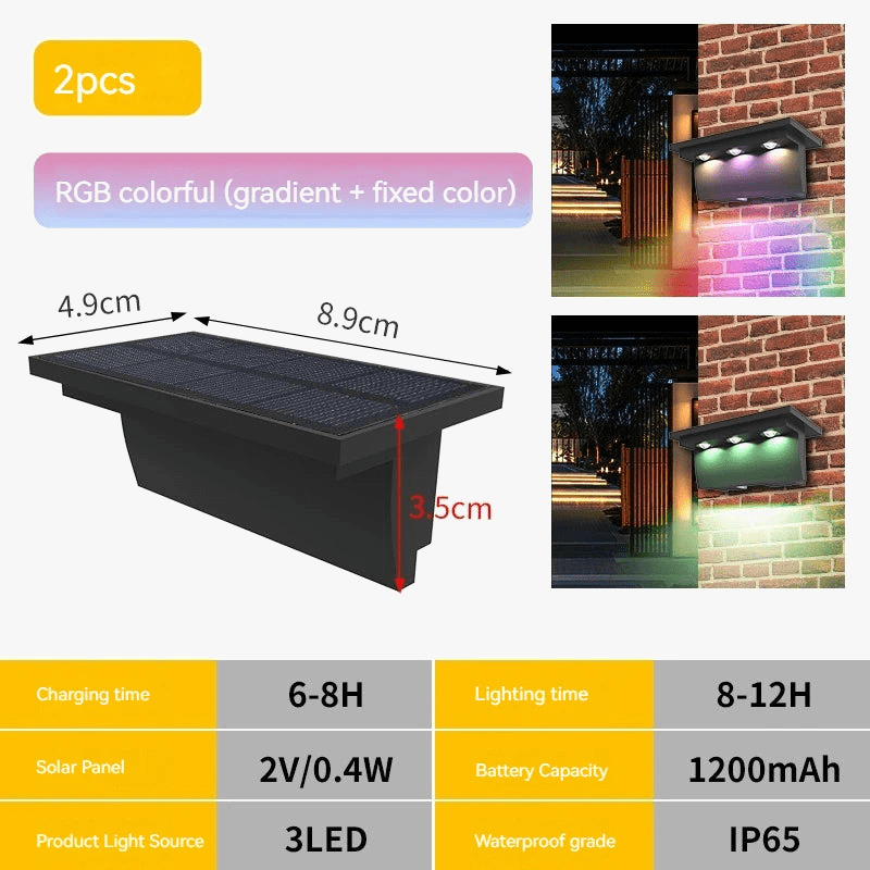 Lot de 2 Appliques Solaires Extérieures 5 LED Étanches Intelligentes - Offre Spéciale | Marco Lucetti