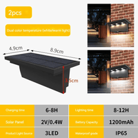Lot de 2 Lampes Solaires Extérieures 5 LED Étanche Intelligentes -